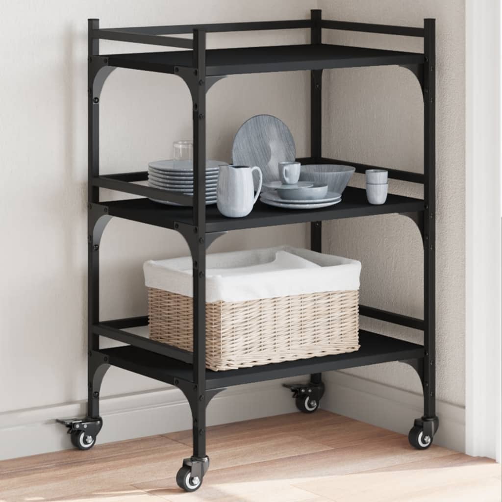 Kitchen Trolley Black 50x35x75,5 cm Engineered Wood