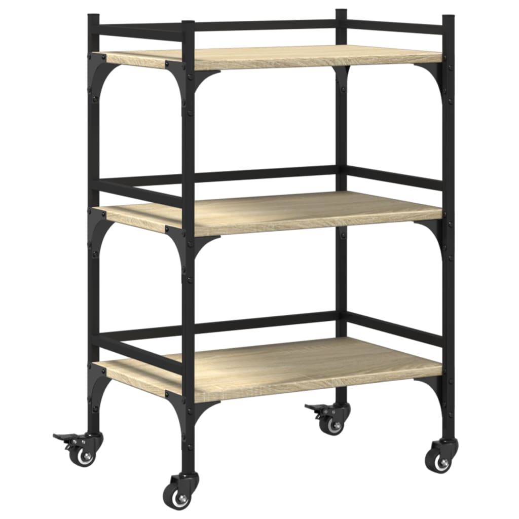 vidaXL Kitchen Trolley Sonoma Oak 50x35x75.5 cm Engineered Wood