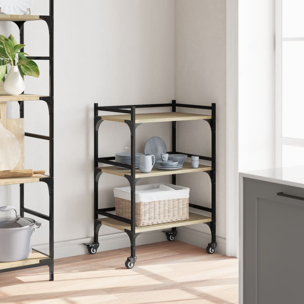 vidaXL Kitchen Trolley Sonoma Oak 50x35x75.5 cm Engineered Wood