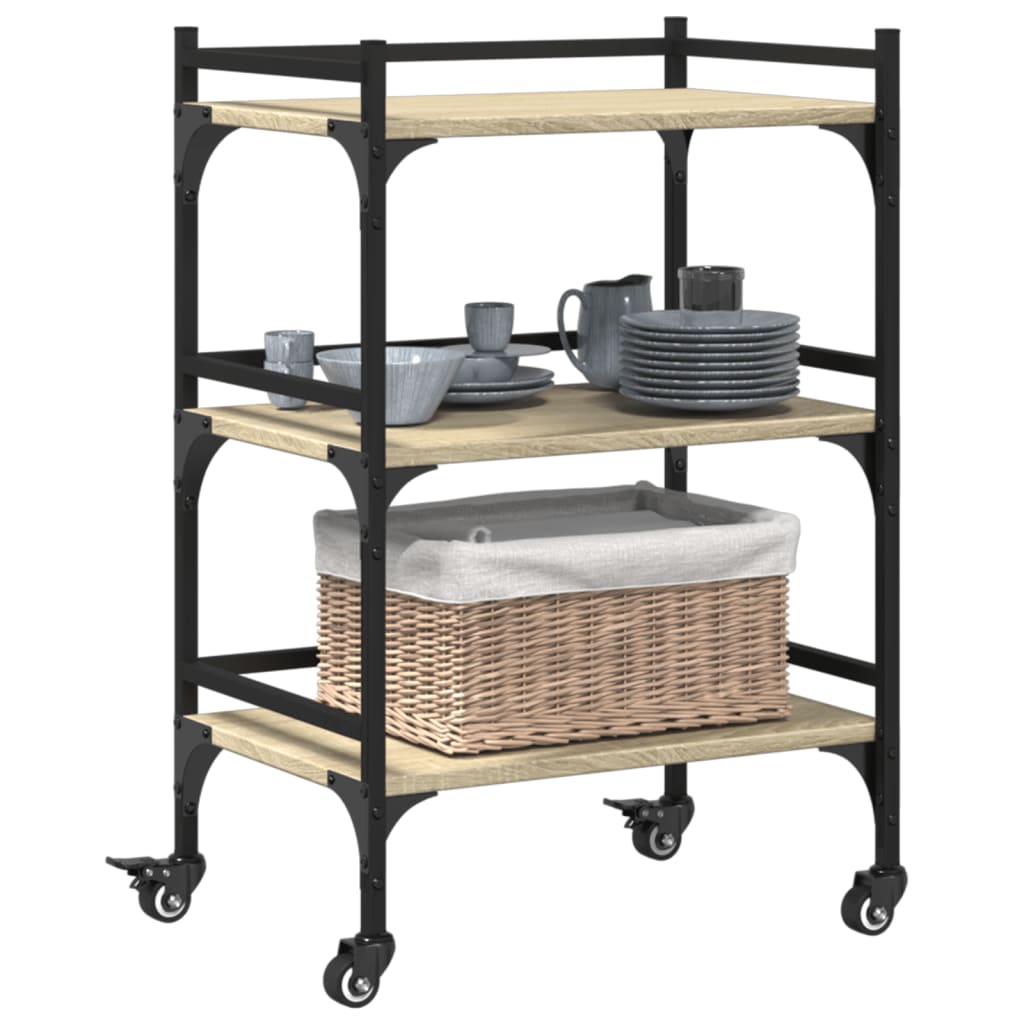 vidaXL Kitchen Trolley Sonoma Oak 50x35x75.5 cm Engineered Wood