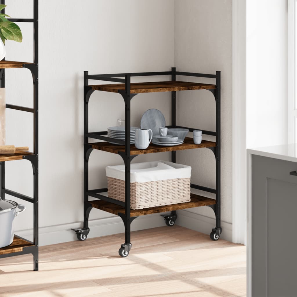 Kitchen Trolley Smoked Oak 50x35x75,5 cm Engineered Wood