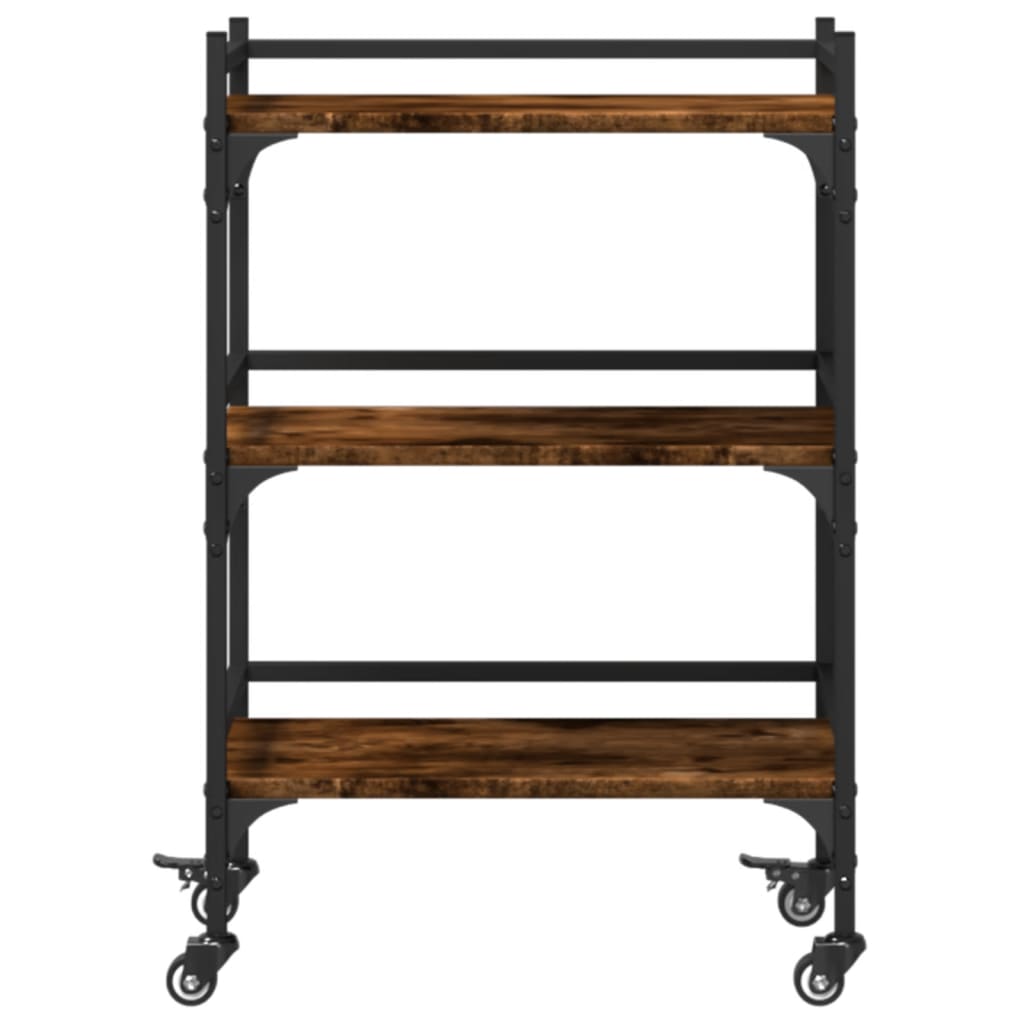 vidaXL Kitchen Trolley Smoked Oak 50x35x75.5 cm Engineered Wood