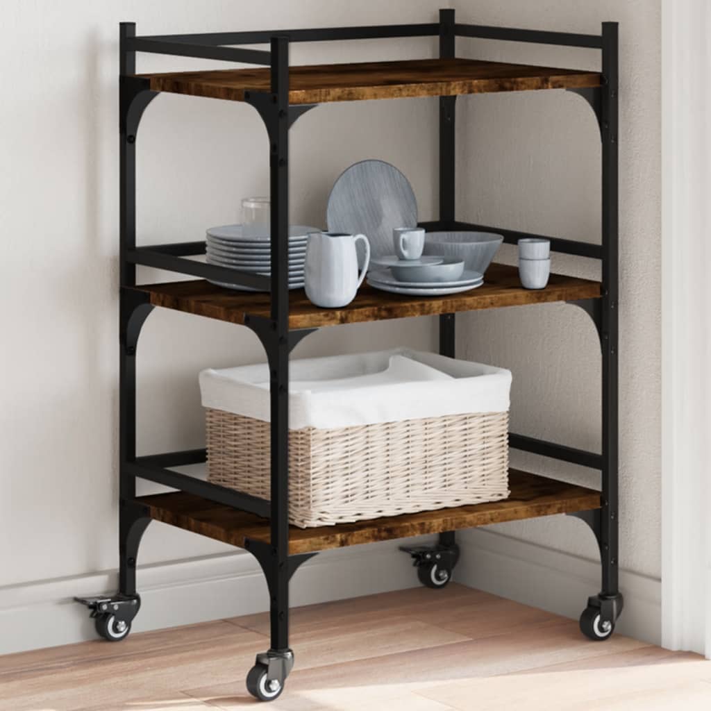 Kitchen Trolley Smoked Oak 50x35x75,5 cm Engineered Wood