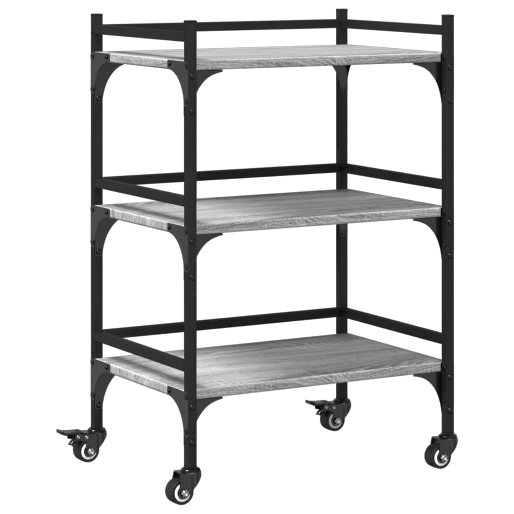 vidaXL Kitchen Trolley Grey Sonoma 50x35x75.5 cm Engineered Wood