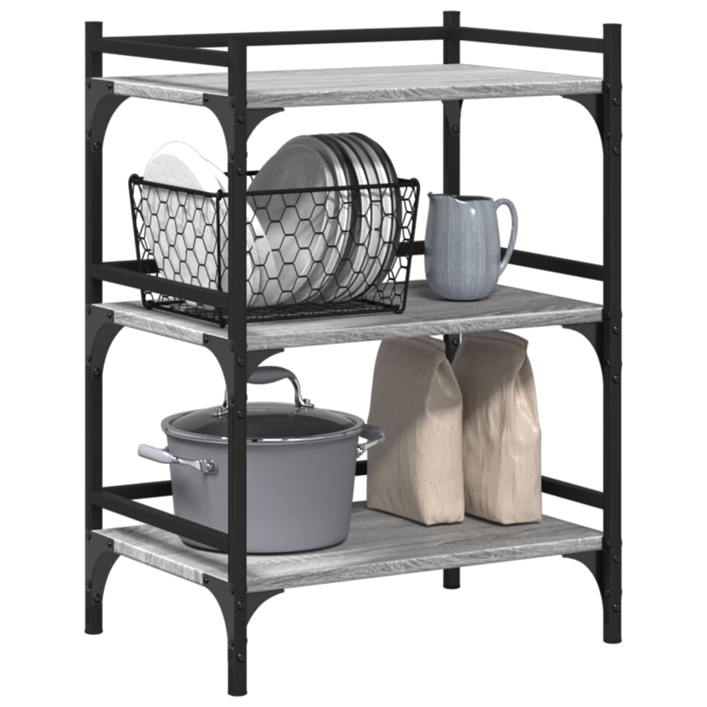 vidaXL Kitchen Trolley Grey Sonoma 50x35x75.5 cm Engineered Wood