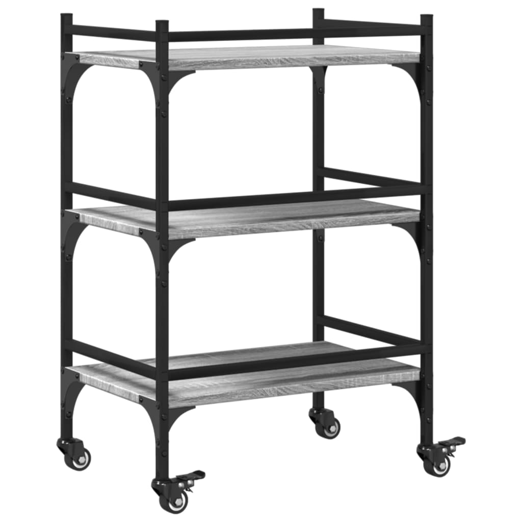 vidaXL Kitchen Trolley Grey Sonoma 50x35x75.5 cm Engineered Wood