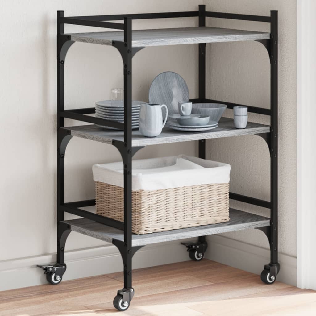 vidaXL Kitchen Trolley Grey Sonoma 50x35x75.5 cm Engineered Wood