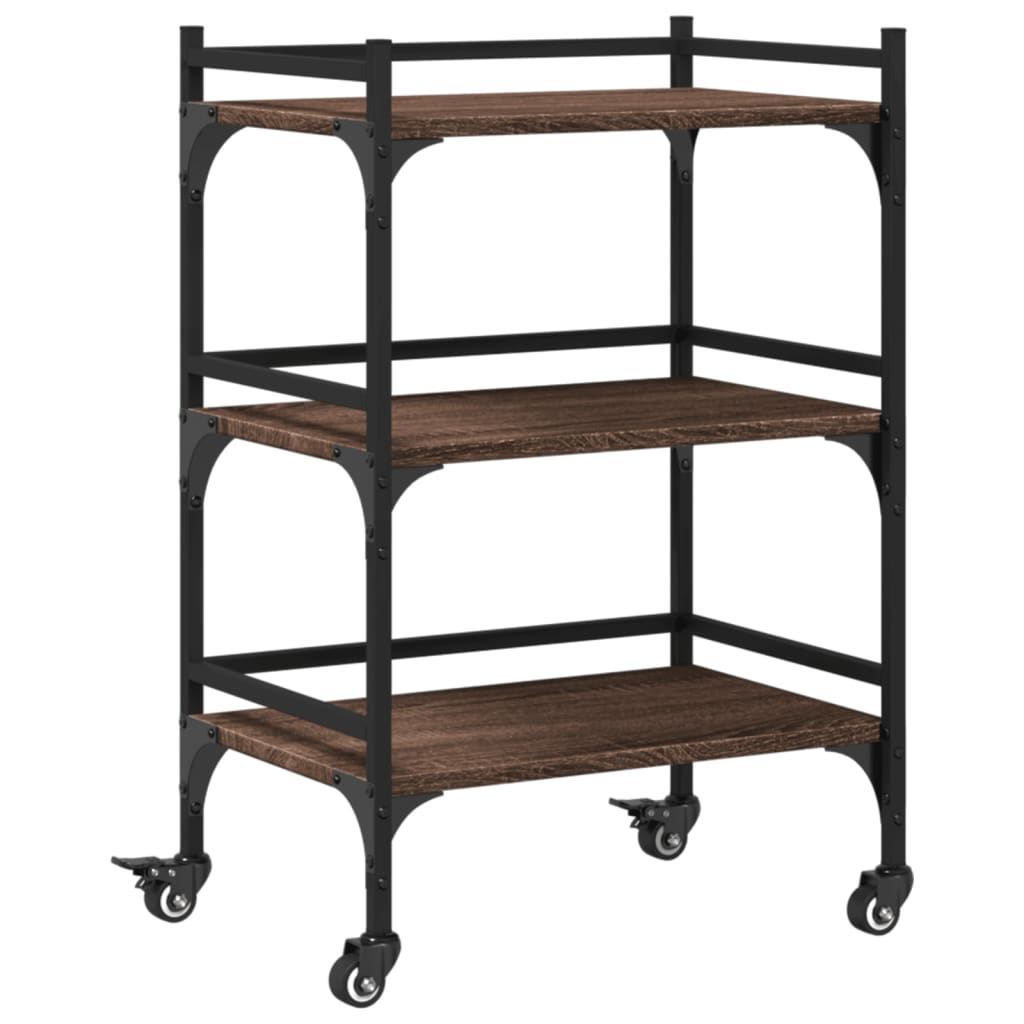 vidaXL Kitchen Trolley Brown Oak 50x35x75.5 cm Engineered Wood