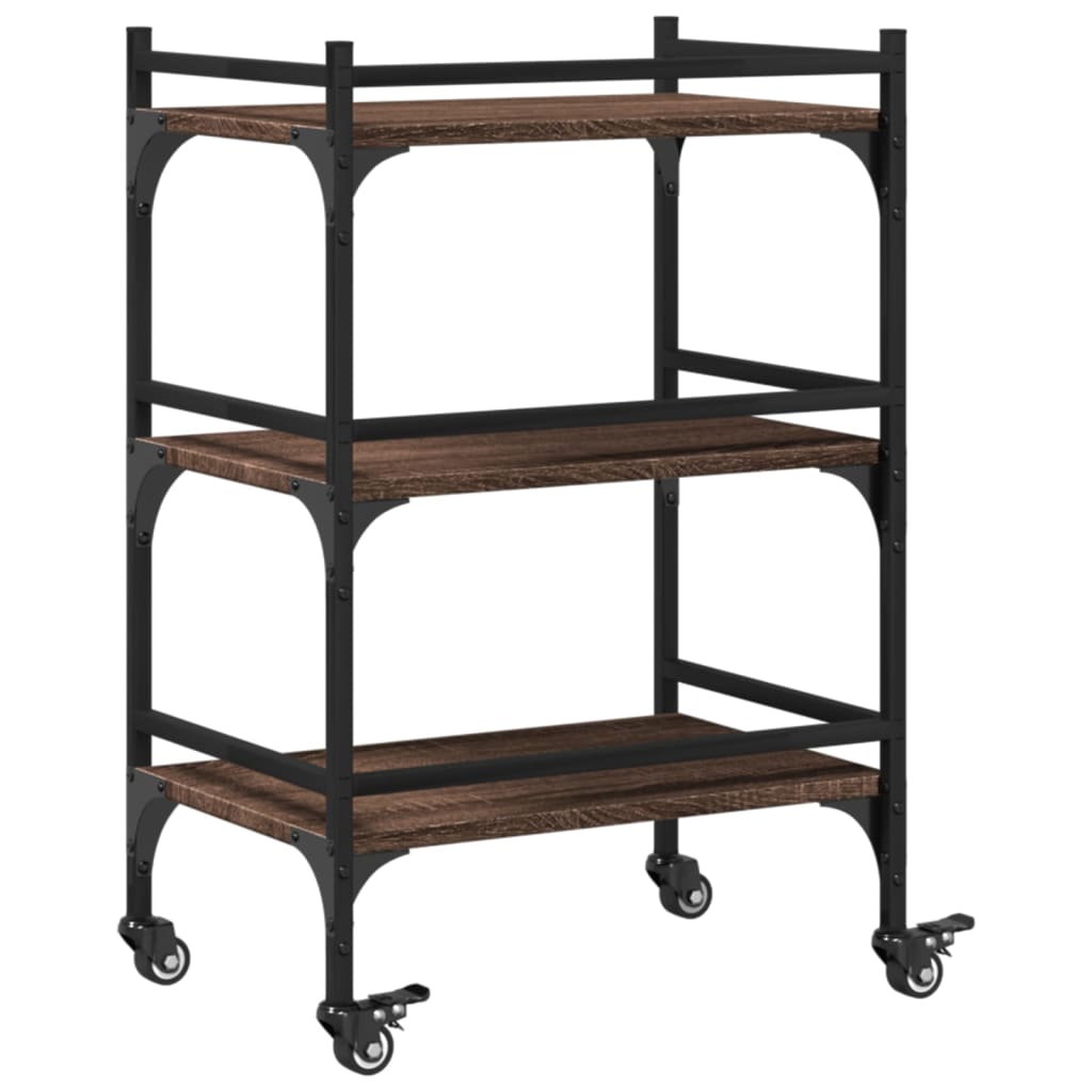 vidaXL Kitchen Trolley Brown Oak 50x35x75.5 cm Engineered Wood