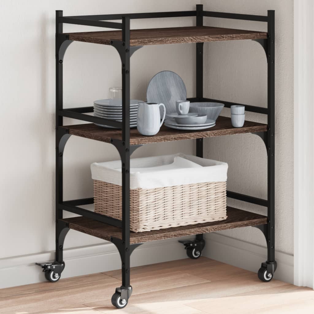 vidaXL Kitchen Trolley Brown Oak 50x35x75.5 cm Engineered Wood