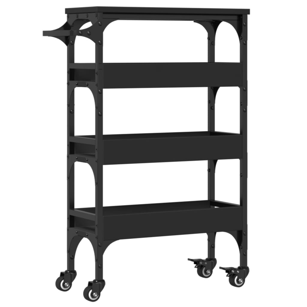 vidaXL Kitchen Trolley Black 53x20x76 cm Engineered Wood