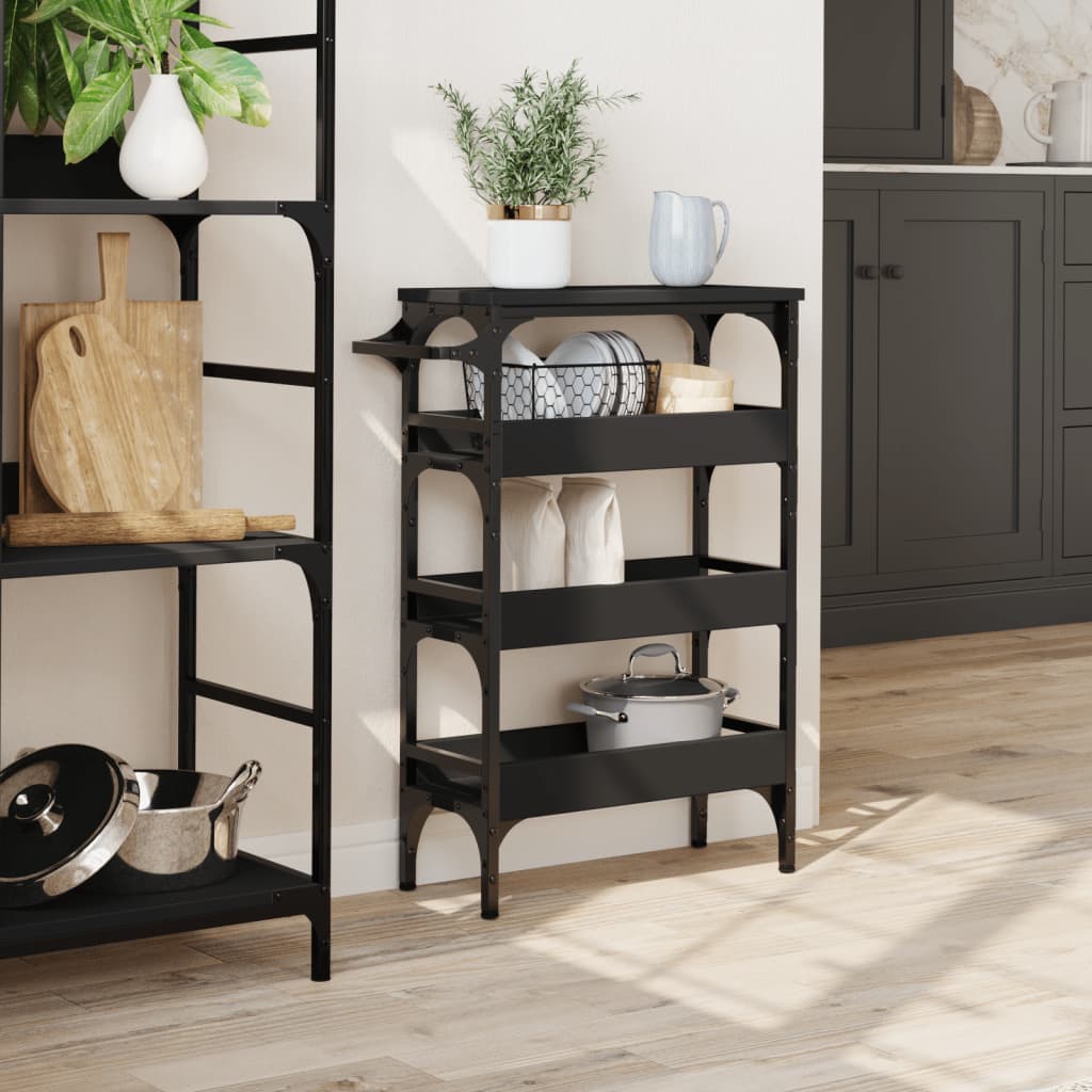 vidaXL Kitchen Trolley Black 53x20x76 cm Engineered Wood