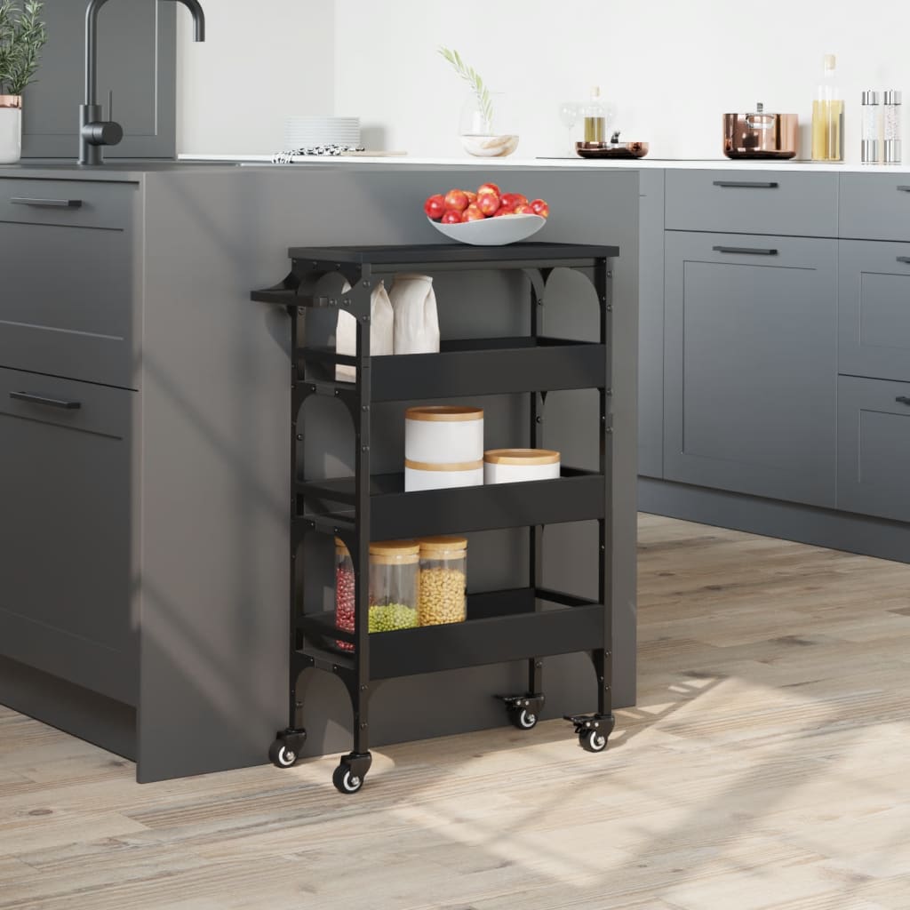 vidaXL Kitchen Trolley Black 53x20x76 cm Engineered Wood