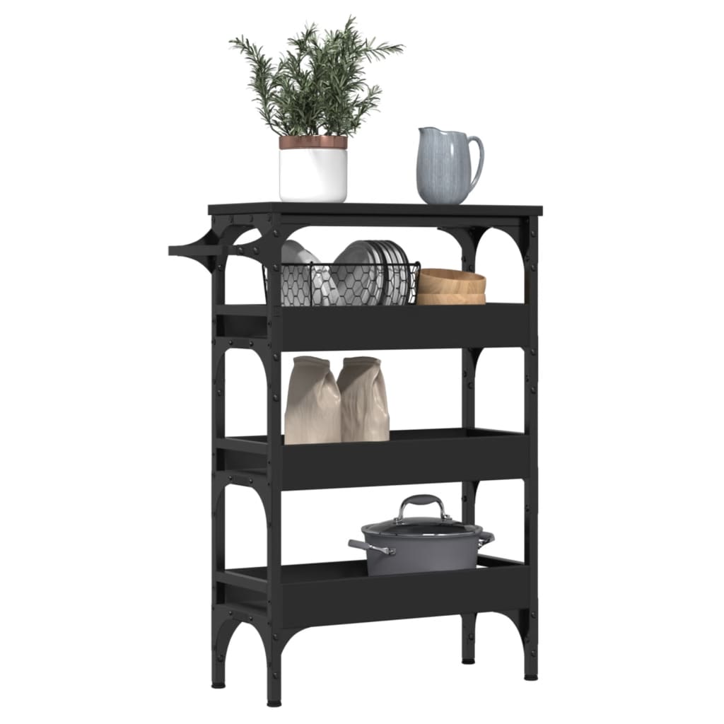 vidaXL Kitchen Trolley Black 53x20x76 cm Engineered Wood