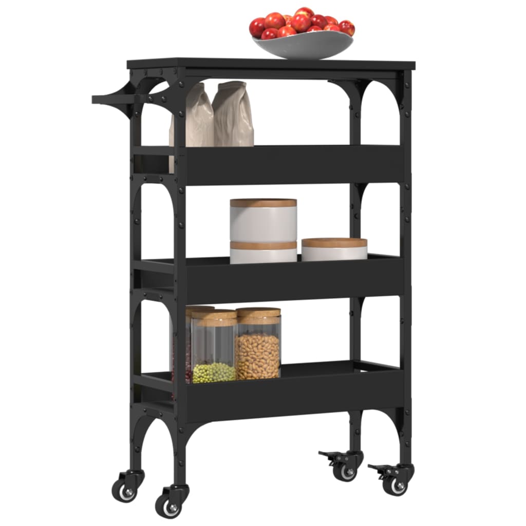 vidaXL Kitchen Trolley Black 53x20x76 cm Engineered Wood