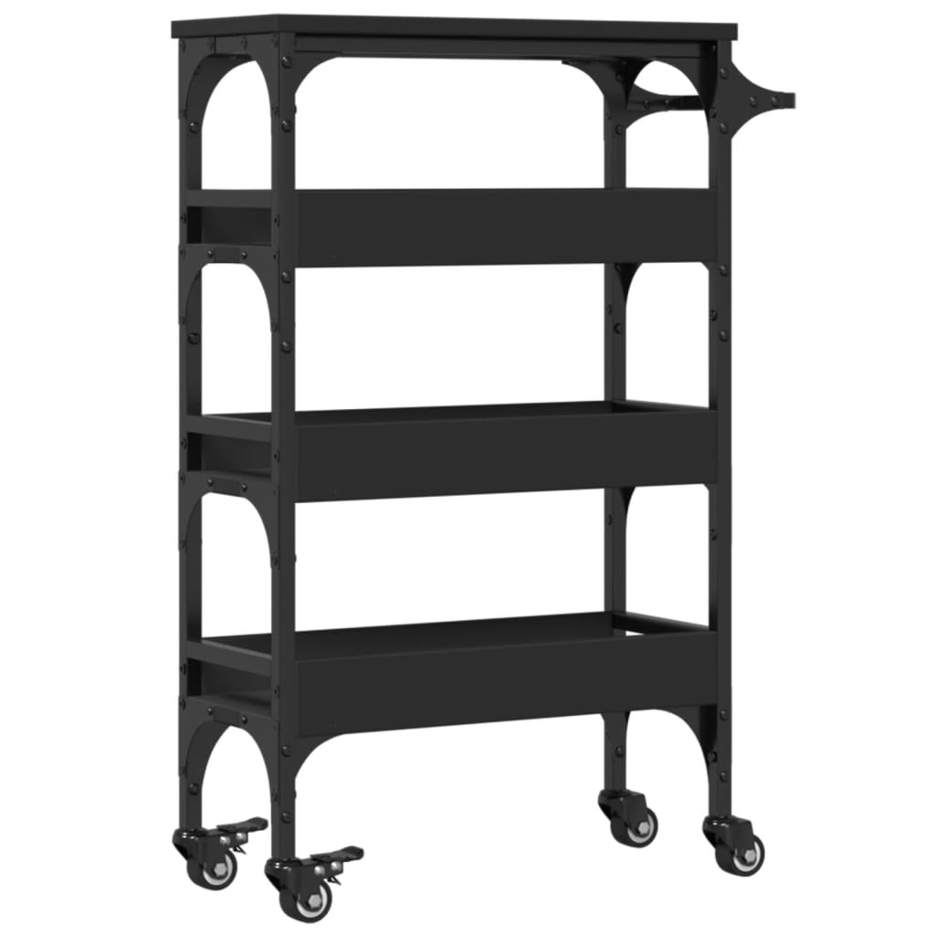 vidaXL Kitchen Trolley Black 53x20x76 cm Engineered Wood