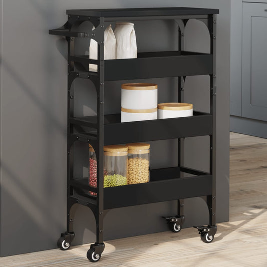 vidaXL Kitchen Trolley Black 53x20x76 cm Engineered Wood