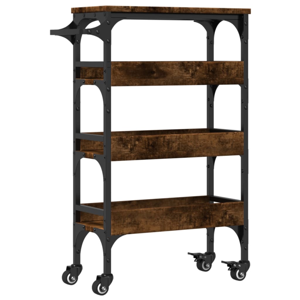 vidaXL Kitchen Trolley Smoked Oak 53x20x76 cm Engineered Wood