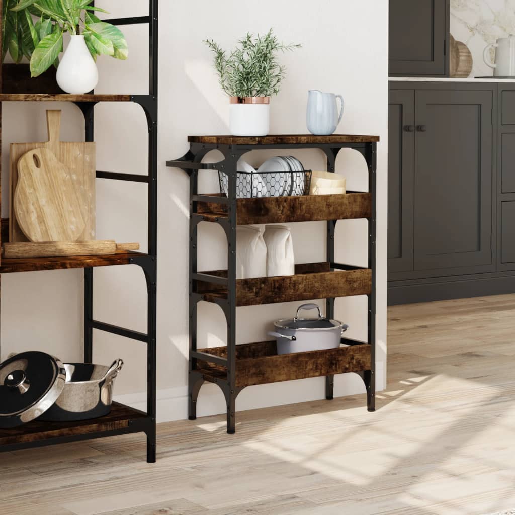 vidaXL Kitchen Trolley Smoked Oak 53x20x76 cm Engineered Wood