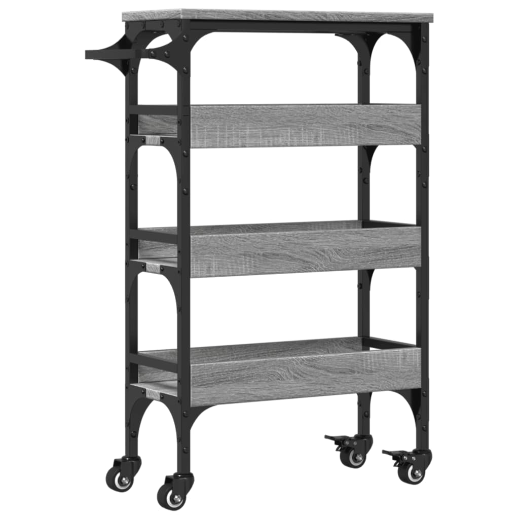 vidaXL Kitchen Trolley Grey Sonoma 53x20x76 cm Engineered Wood