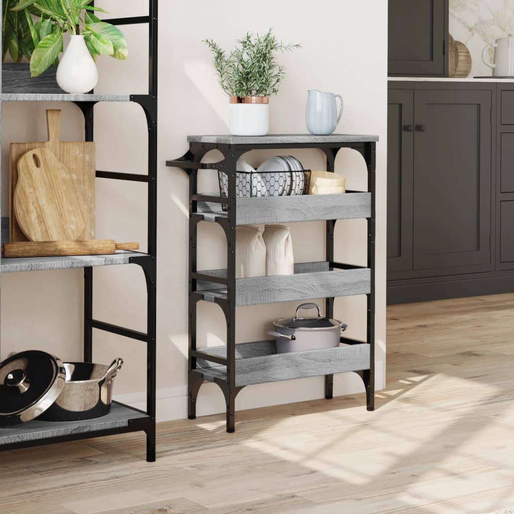 vidaXL Kitchen Trolley Grey Sonoma 53x20x76 cm Engineered Wood