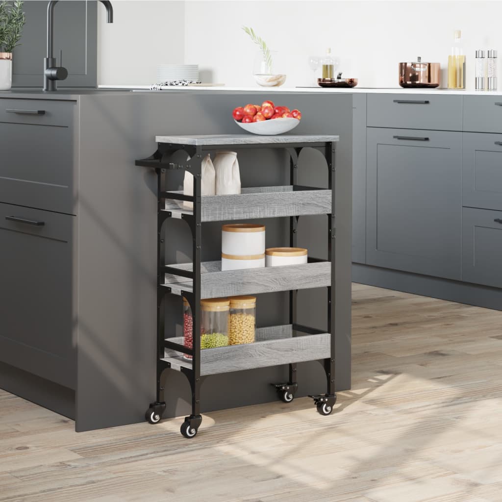 vidaXL Kitchen Trolley Grey Sonoma 53x20x76 cm Engineered Wood