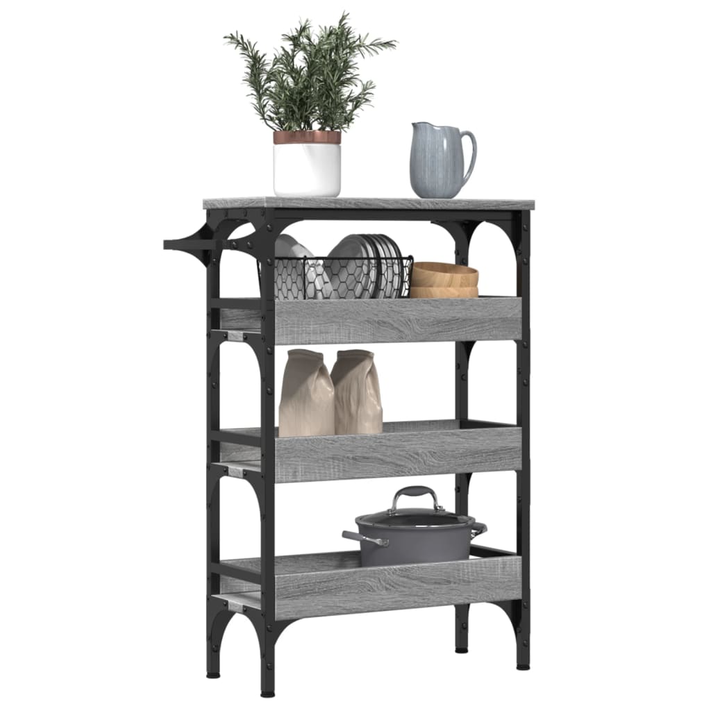 vidaXL Kitchen Trolley Grey Sonoma 53x20x76 cm Engineered Wood