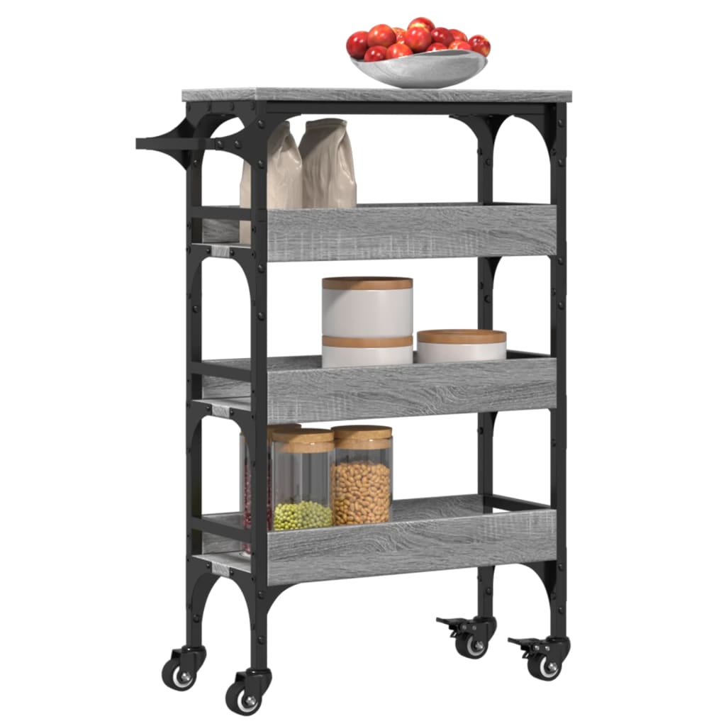 vidaXL Kitchen Trolley Grey Sonoma 53x20x76 cm Engineered Wood