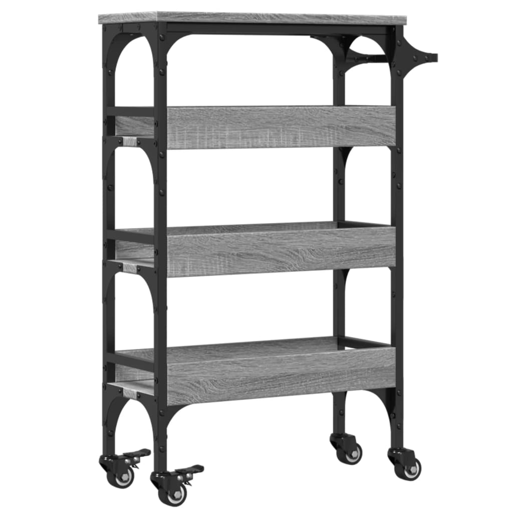 vidaXL Kitchen Trolley Grey Sonoma 53x20x76 cm Engineered Wood