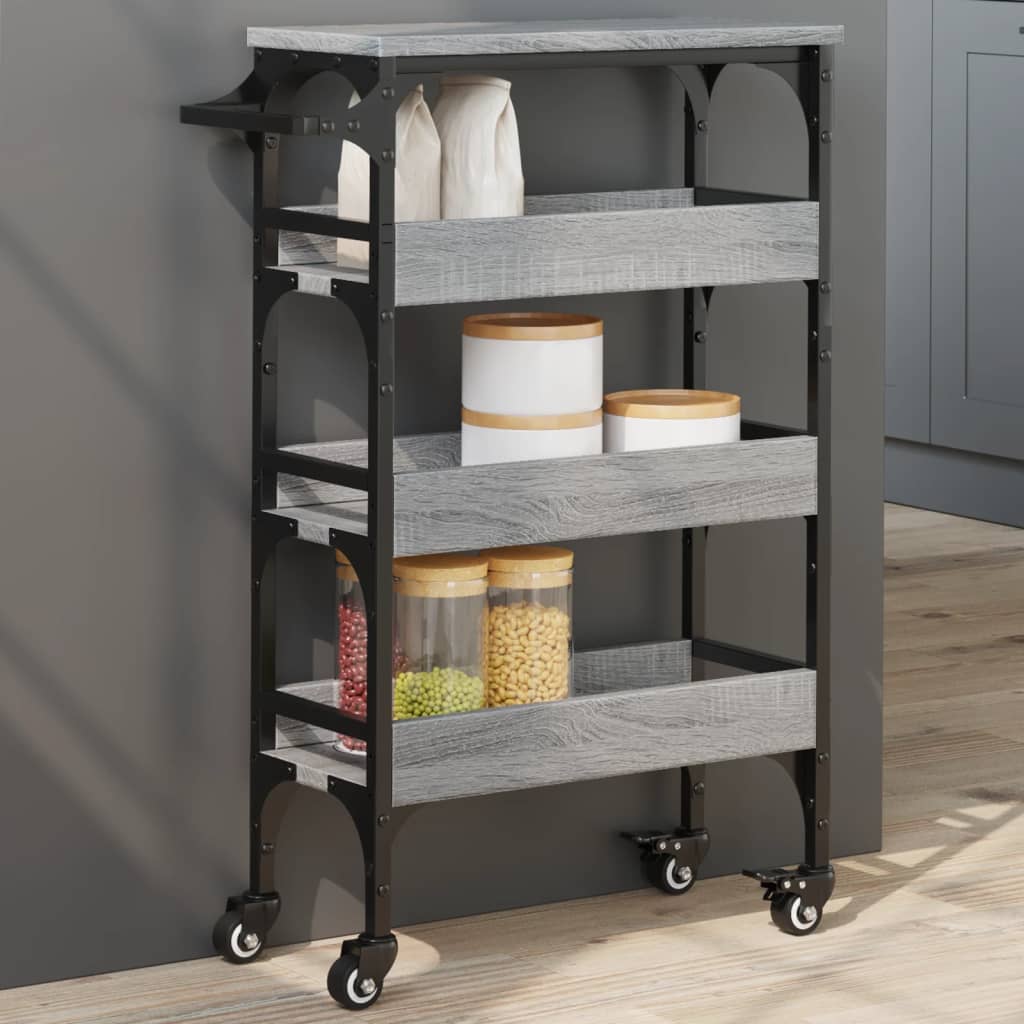 vidaXL Kitchen Trolley Grey Sonoma 53x20x76 cm Engineered Wood