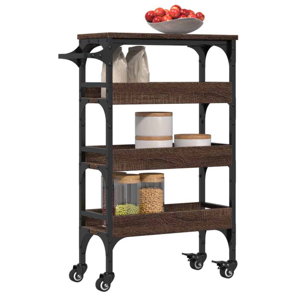 vidaXL Kitchen Trolley Brown Oak 53x20x76 cm Engineered Wood