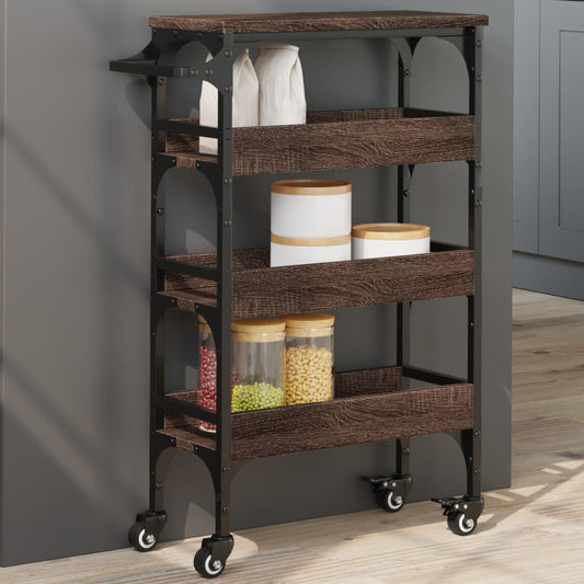 vidaXL Kitchen Trolley Brown Oak 53x20x76 cm Engineered Wood