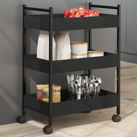 vidaXL Kitchen Trolley Black 50x30x70 cm Engineered Wood