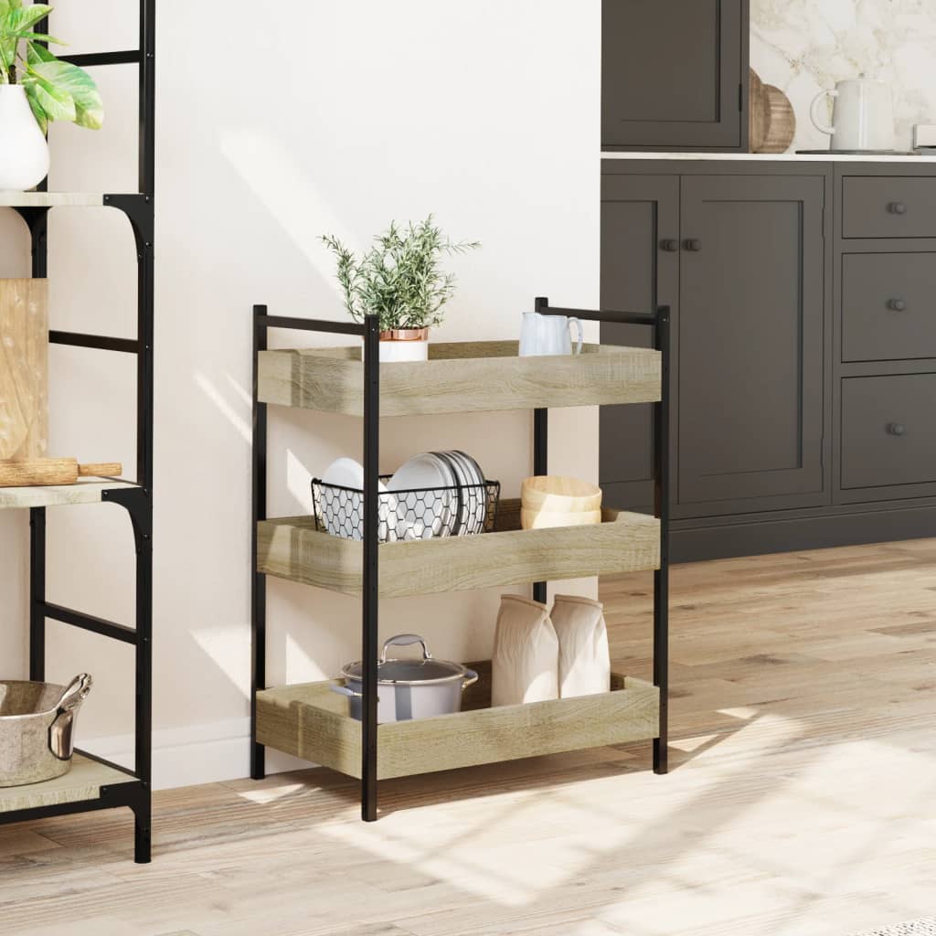 vidaXL Kitchen Trolley Sonoma Oak 50x30x70 cm Engineered Wood