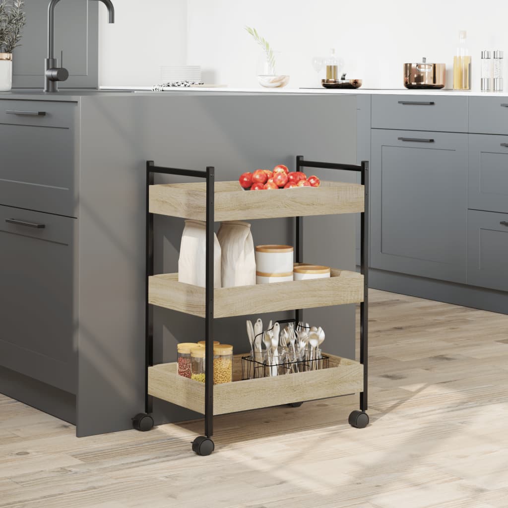 vidaXL Kitchen Trolley Sonoma Oak 50x30x70 cm Engineered Wood