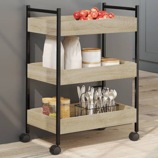 vidaXL Kitchen Trolley Sonoma Oak 50x30x70 cm Engineered Wood