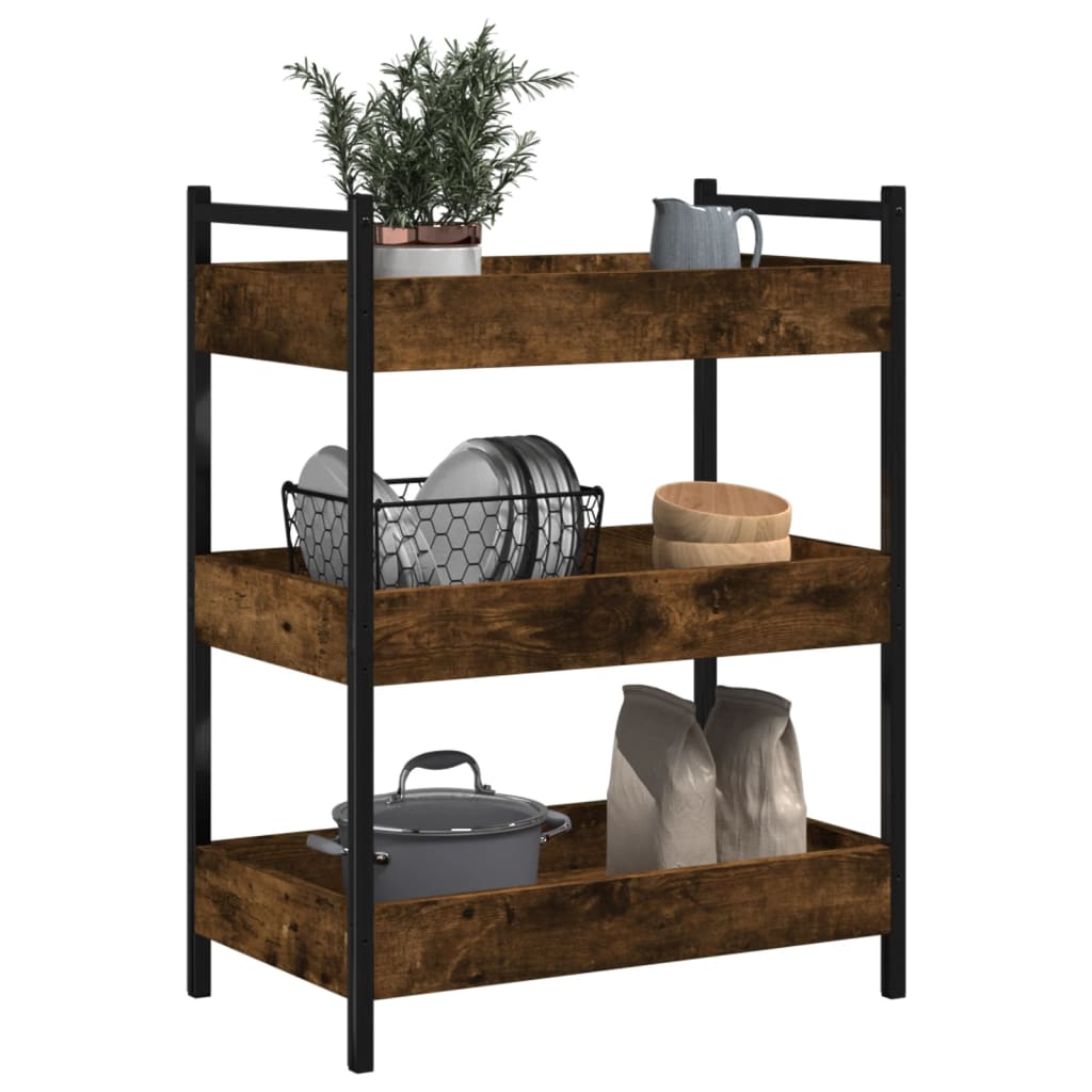 vidaXL Kitchen Trolley Smoked Oak 50x30x70 cm Engineered Wood