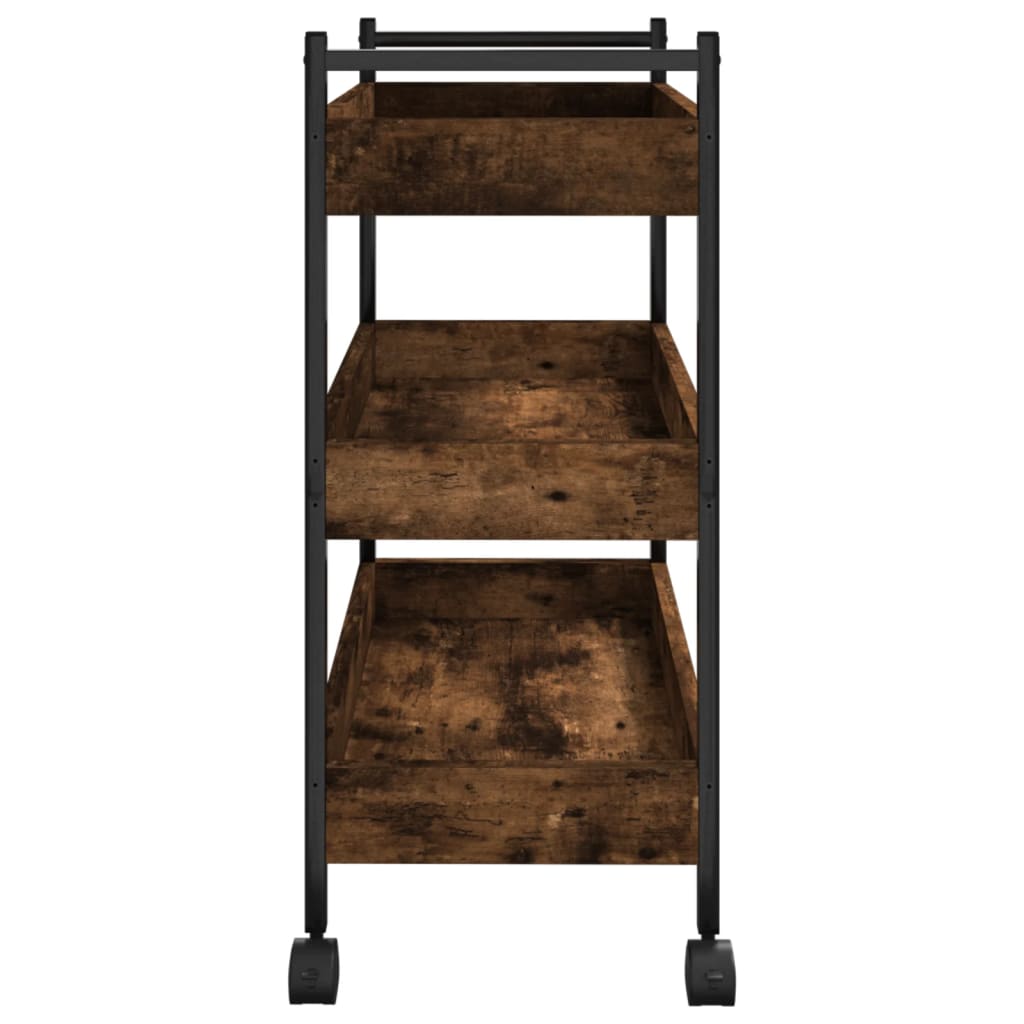 vidaXL Kitchen Trolley Smoked Oak 50x30x70 cm Engineered Wood