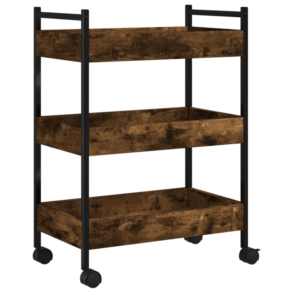 vidaXL Kitchen Trolley Smoked Oak 50x30x70 cm Engineered Wood