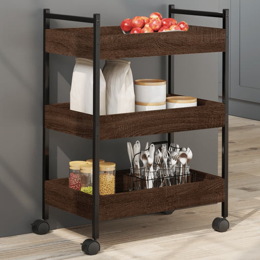 vidaXL Kitchen Trolley Brown Oak 50x30x70 cm Engineered Wood