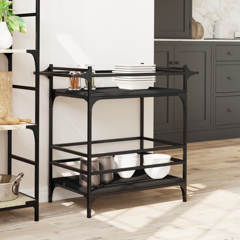 Kitchen Trolley Black 82x40x78,5 cm Engineered Wood