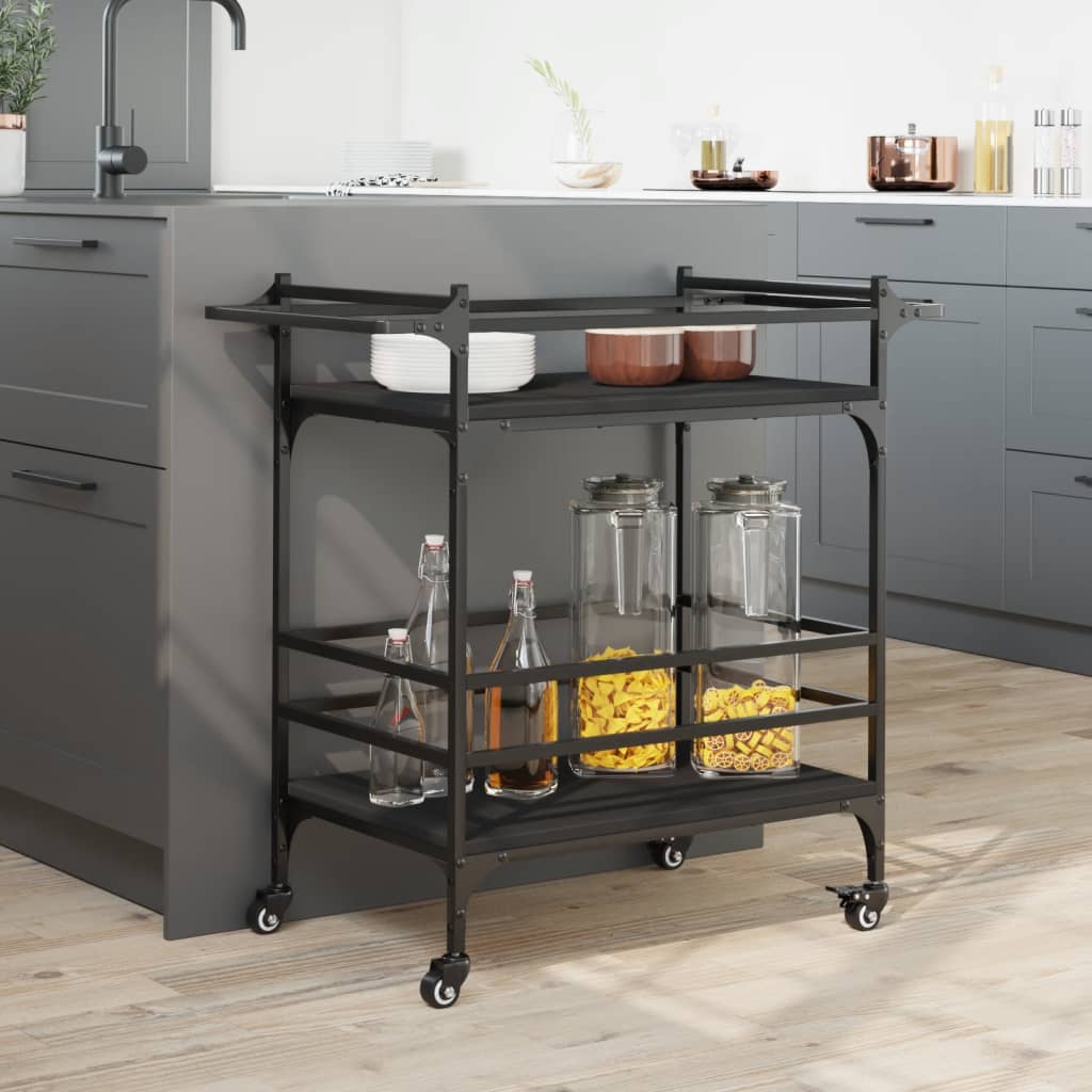 Kitchen Trolley Black 82x40x78,5 cm Engineered Wood