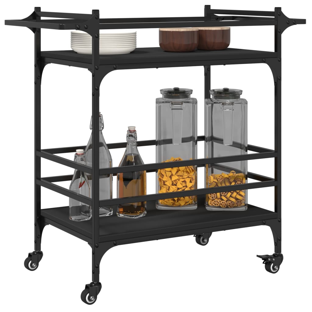 Kitchen Trolley Black 82x40x78,5 cm Engineered Wood