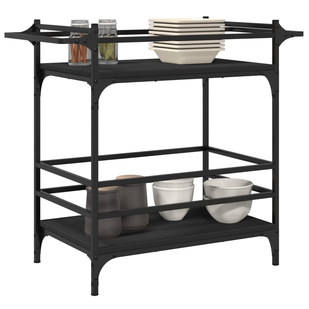 Kitchen Trolley Black 82x40x78,5 cm Engineered Wood