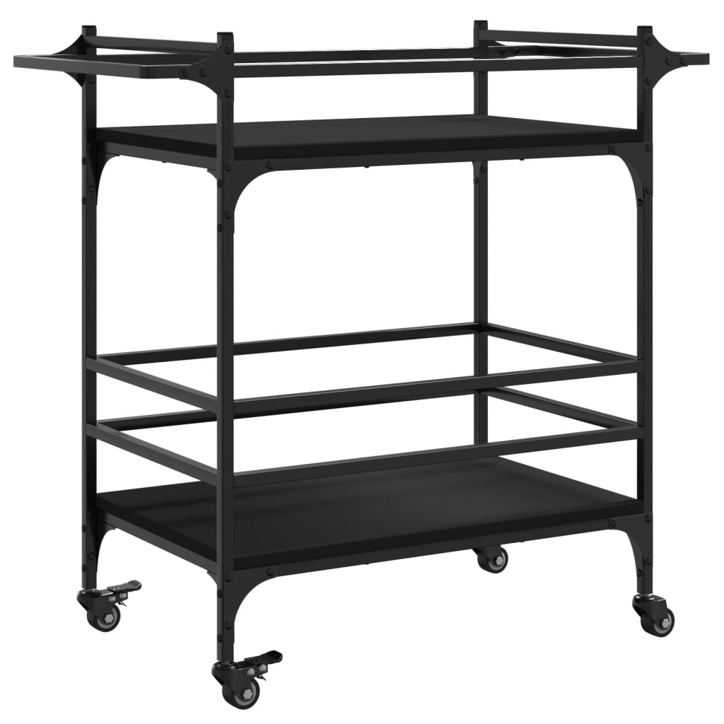 Kitchen Trolley Black 82x40x78,5 cm Engineered Wood