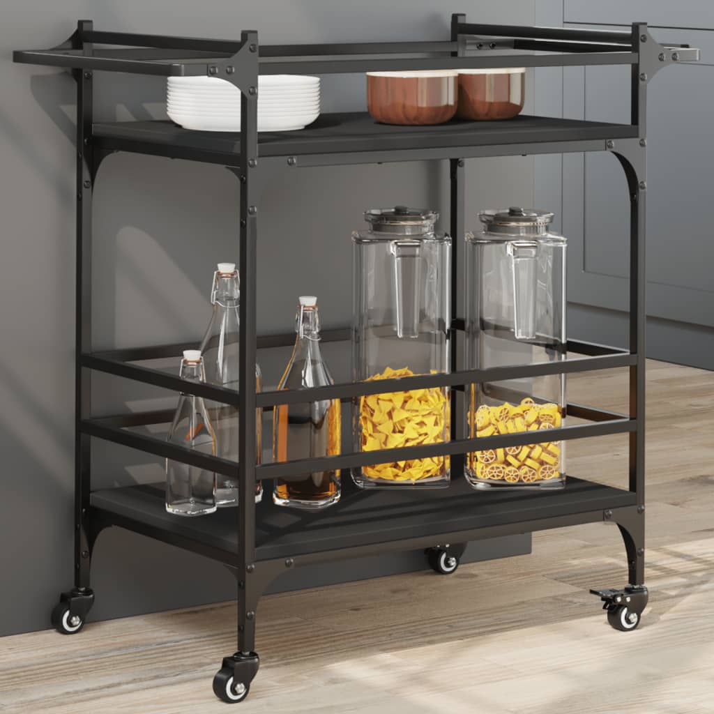 Kitchen Trolley Black 82x40x78,5 cm Engineered Wood