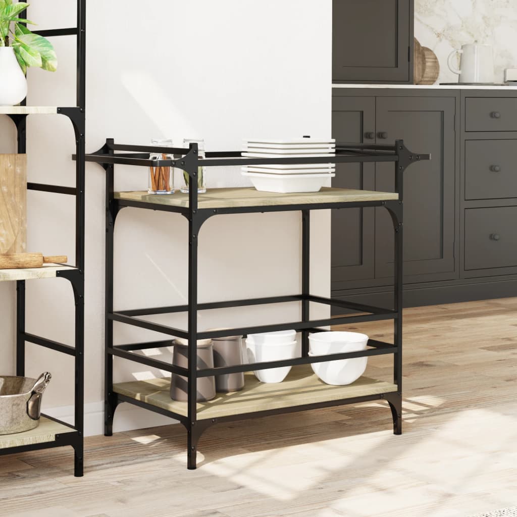 vidaXL Kitchen Trolley Sonoma Oak 82x40x78.5 cm Engineered Wood