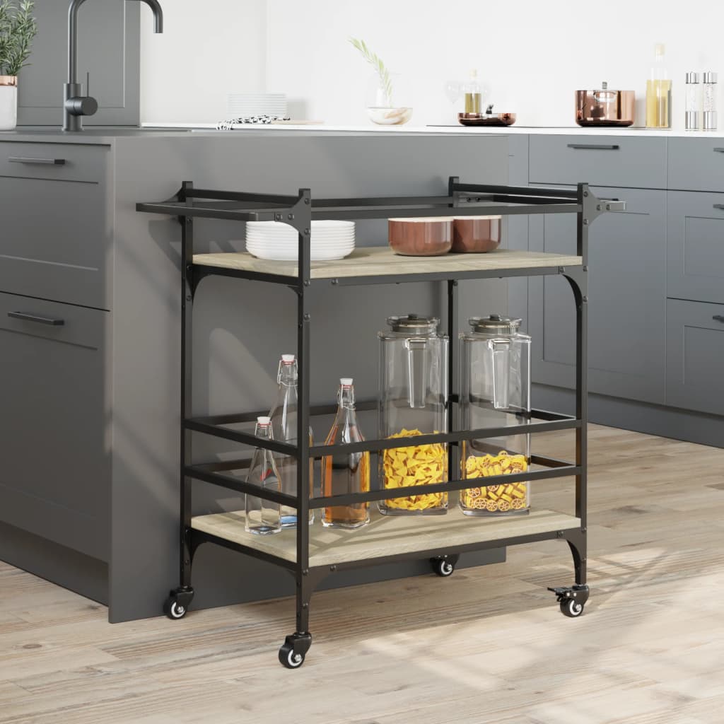 vidaXL Kitchen Trolley Sonoma Oak 82x40x78.5 cm Engineered Wood