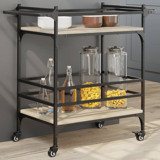 vidaXL Kitchen Trolley Sonoma Oak 82x40x78.5 cm Engineered Wood