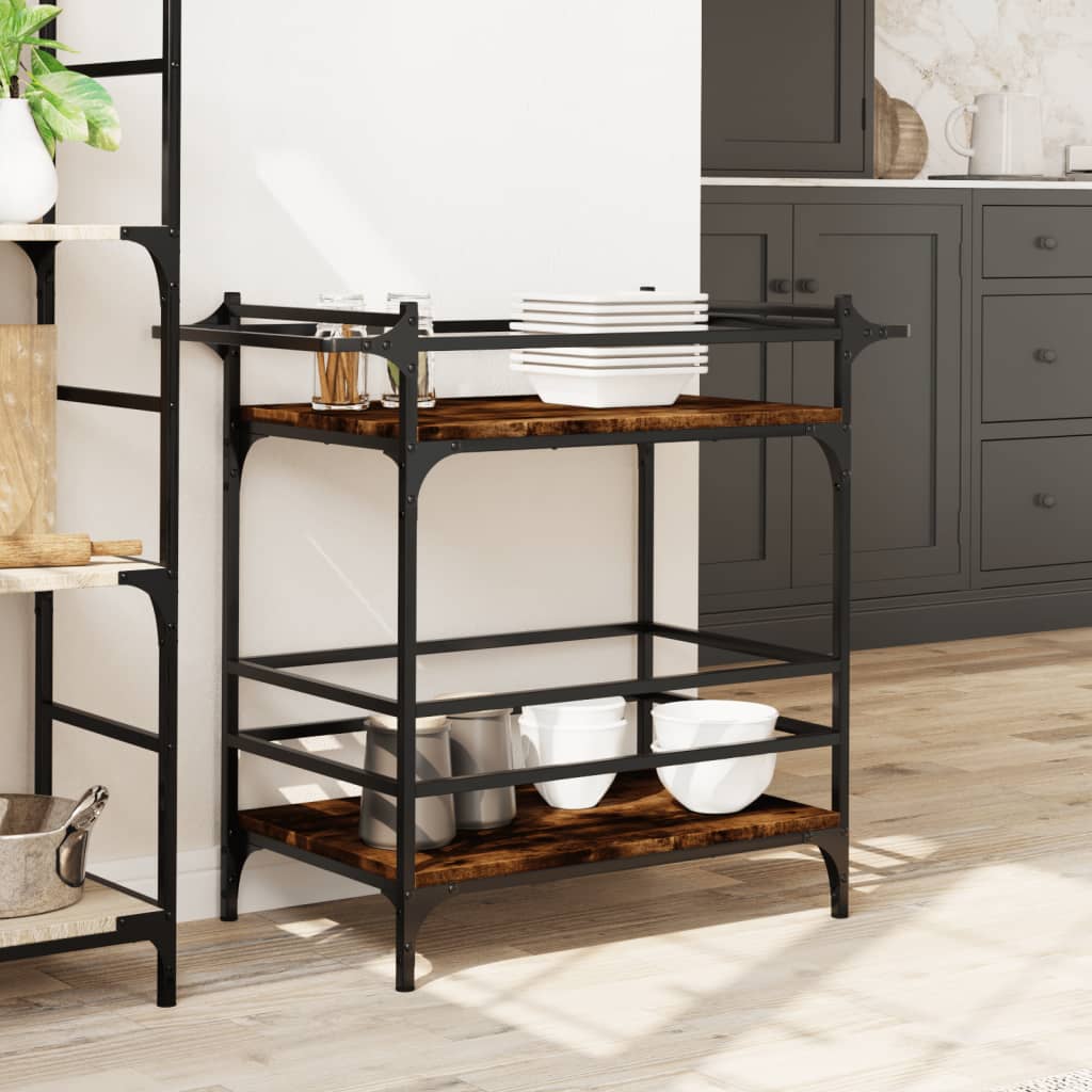 Kitchen Trolley Smoked Oak 82x40x78,5 cm Engineered Wood